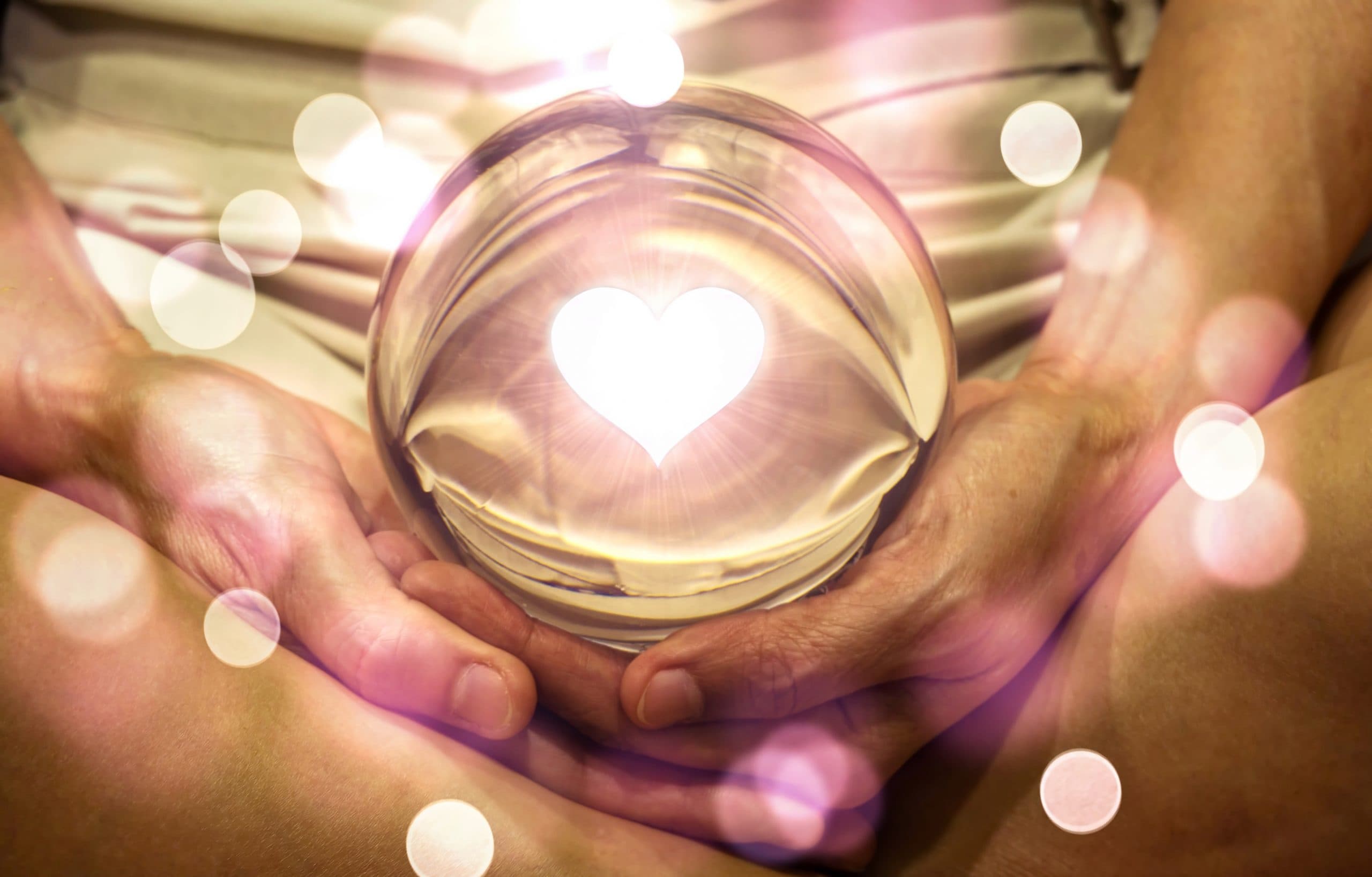 Spiritual,Background:,Fortune,Teller,Concept,,Meditation,Hand,With,Shining,Heart